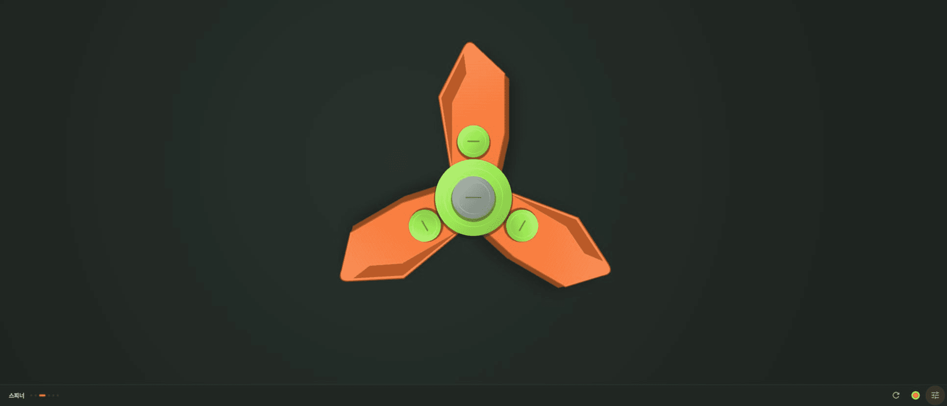 Carrot Knife orange and lime fidget spinner on a dark green background